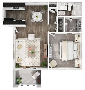 A1 - One Bedroom / One Bath -760 Sq. Ft.*